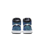 Air Jordan 1 Retro High Tie Dye PS featuring a psychedelic blue and green pattern on the heel.