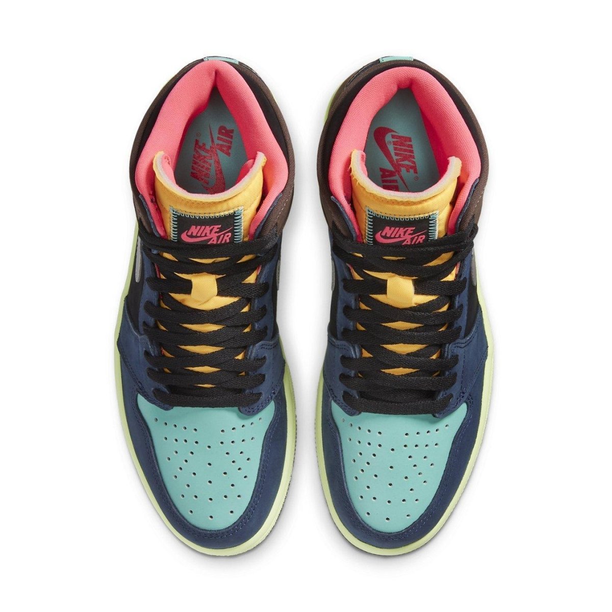 Air Jordan 1 Retro High Tokyo Bio Hack top view featuring vibrant colors and unique design elements.