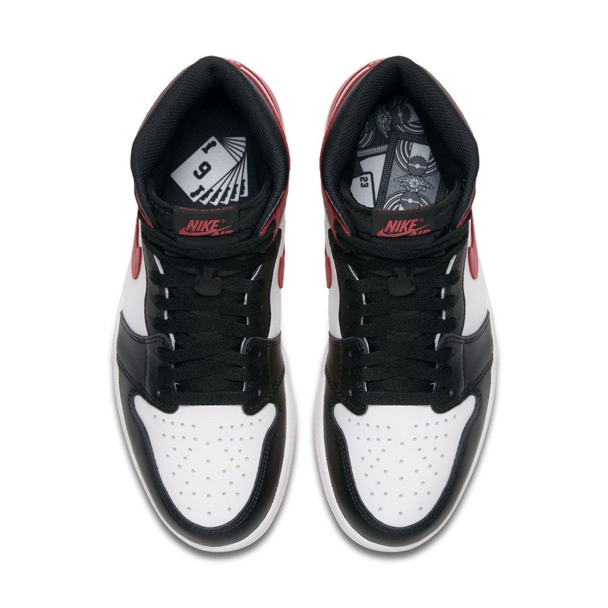 Air Jordan 1 Retro High Track Red sneaker top view with black, red, and white colorway.
