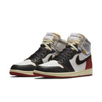 Jordan 1 Retro High Union Los Angeles Black Toe sneaker with contrasting colors and pre-yellowed midsole.