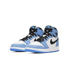 Air Jordan 1 Retro High OG GS White University Blue Black sneakers with iconic design and black accents.