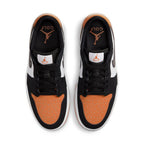 Jordan 1 Retro Low Golf Shattered Backboard featuring black, orange, and white design from above.