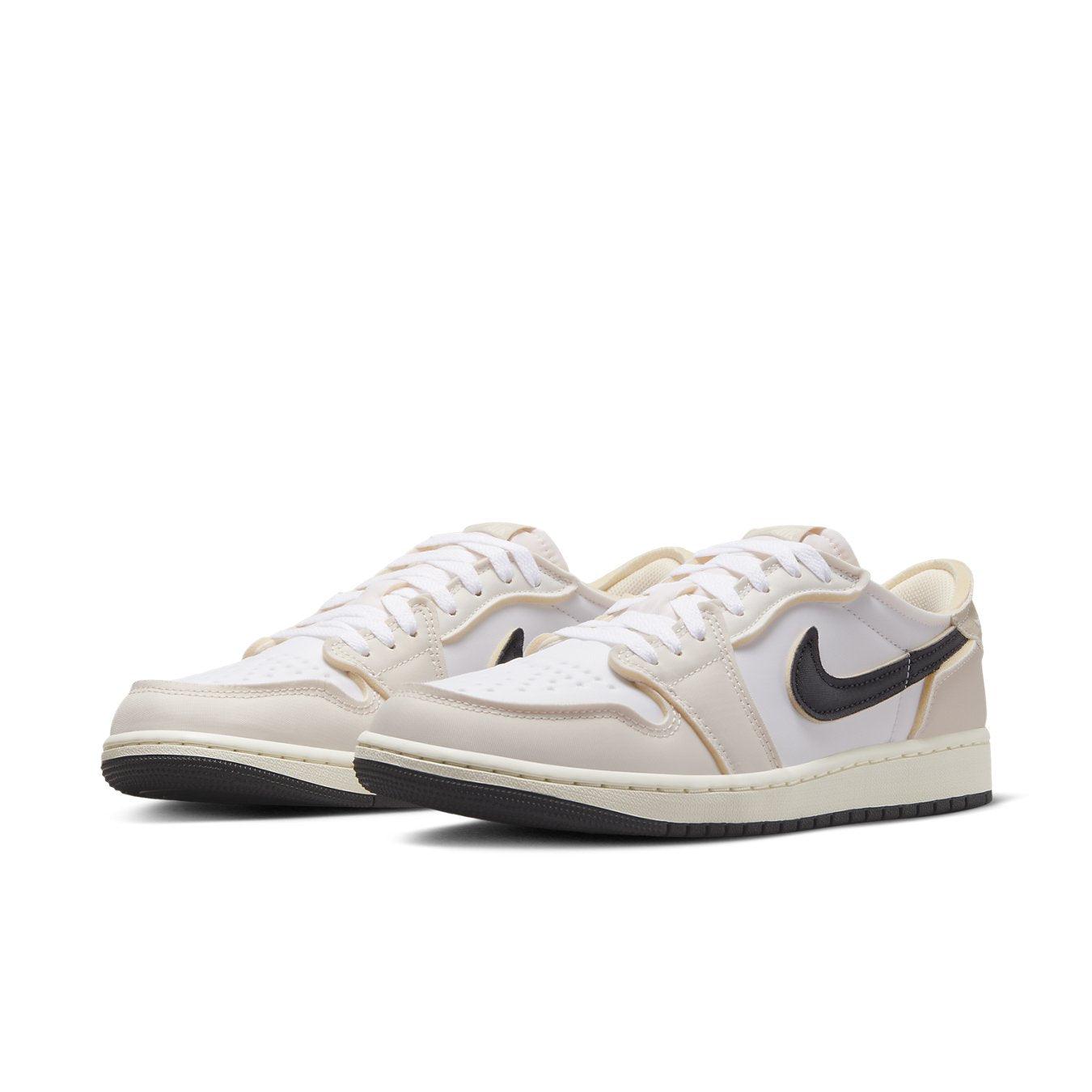 Air Jordan 1 Retro Low OG EX Coconut Milk featuring a breathable upper and contrasting black Swoosh.