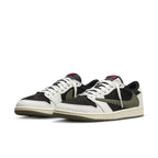 Air Jordan 1 Retro Low OG SP Travis Scott Olive for women featuring black suede and olive green accents.
