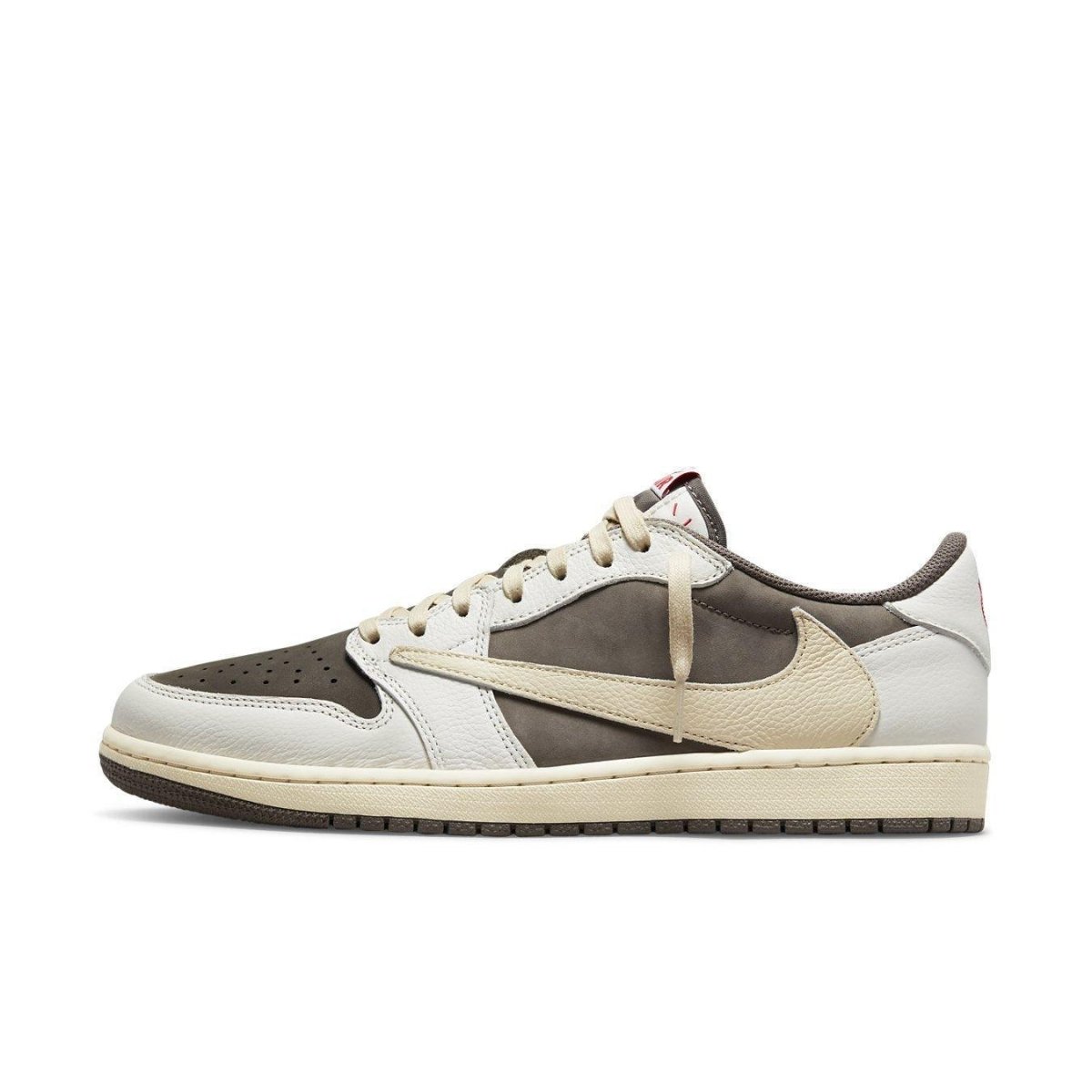 Travis Scott x Air Jordan 1 Retro Low OG SP Reverse Mocha side view showcasing premium materials and colorway