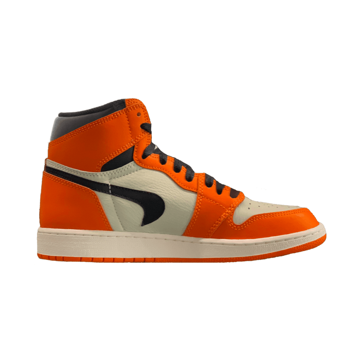 Jordan 1 Retro Reverse Shattered Backboard (GS) featuring unique upside-down swoosh detail, available at Dropout.