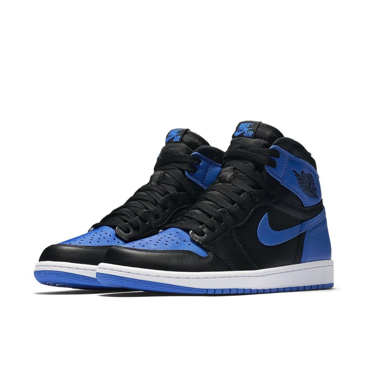 Air Jordan 1 Retro Royal (2017) in black and blue, showcasing classic style and sporty design.