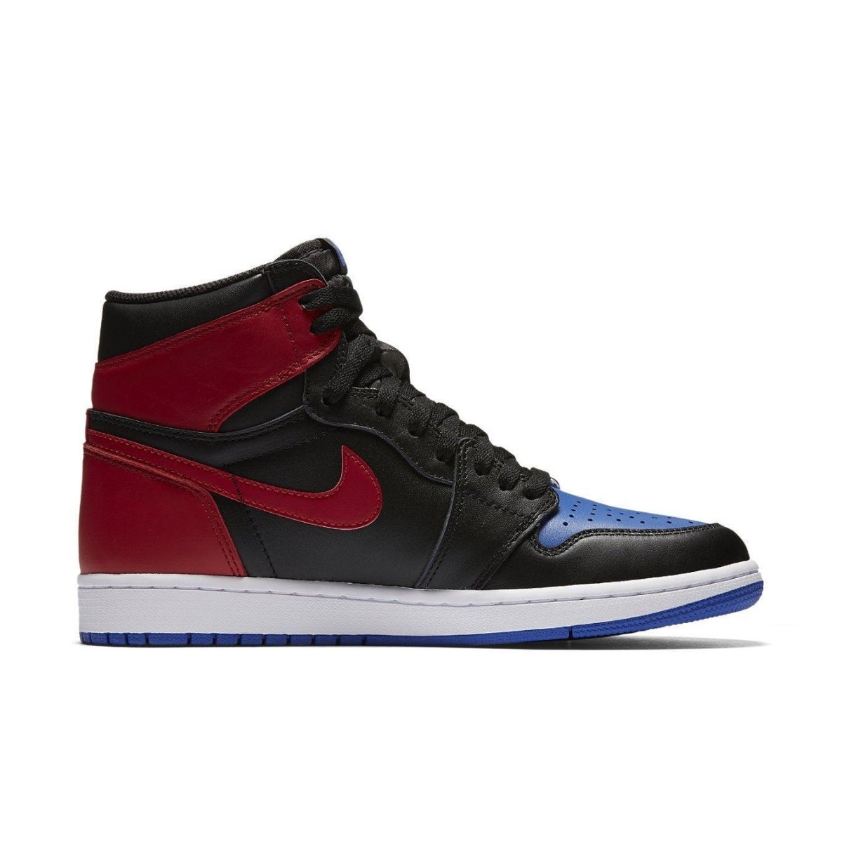 Nike Air Jordan 1 Retro High OG Top 3 in red, black, and blue colorway, showcasing iconic design elements.