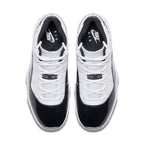 Jordan 11 Retro Concord 2018 sneakers featuring a black and white colorway with patent leather finish.