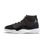 Air Jordan 11 Retro Jubilee 25th Anniversary sneaker featuring a black patent leather upper and iconic Jumpman logo.