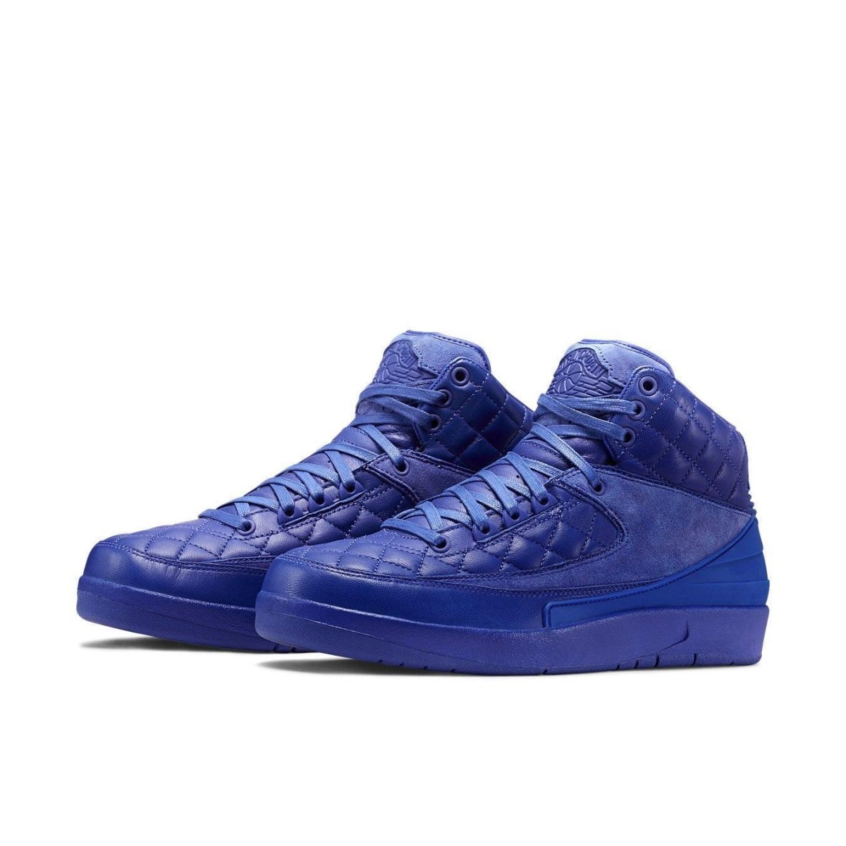 Jordan 2 Retro Just Don Blue sneaker featuring luxurious blue quilted design and stylish silhouette.