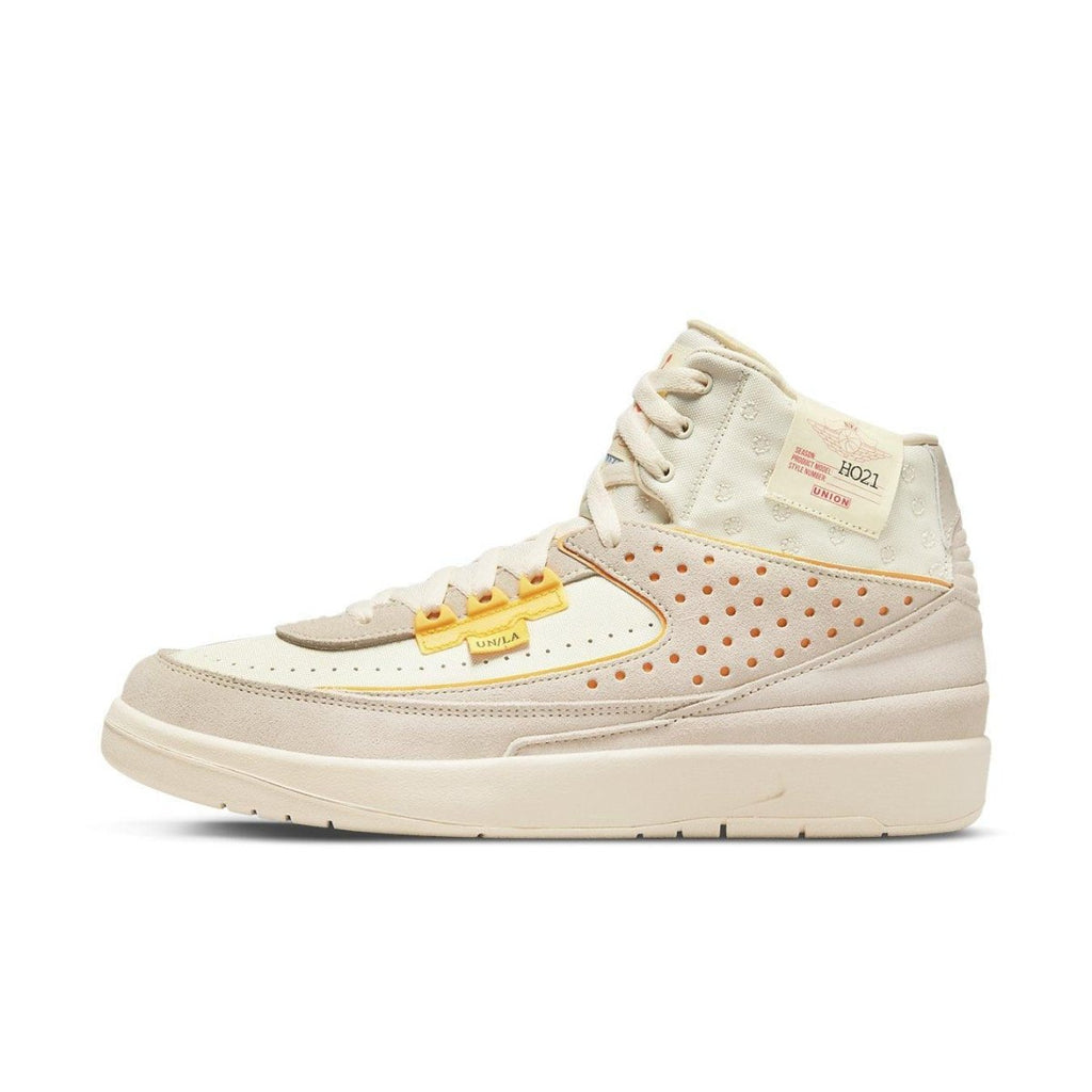 Jordan 2 Retro SP Union Rattan sneaker showcasing beige and cream colorway with unique design elements.
