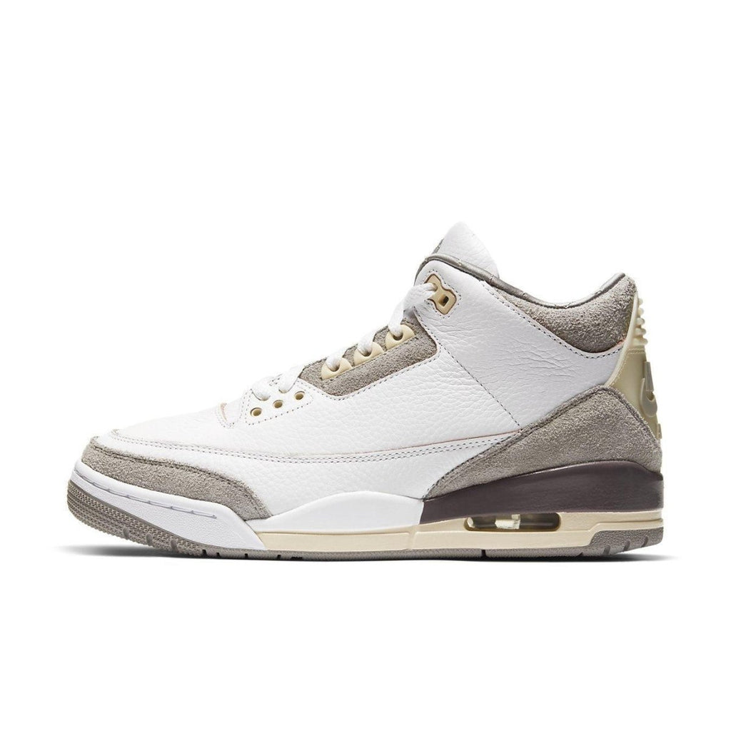 Air Jordan 3 Retro A Ma Maniére Women, featuring premium white leather and soft grey suede accents.