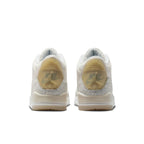 Air Jordan 3 Retro Craft Ivory sneakers, rear view showcasing soft ivory and gray textures.