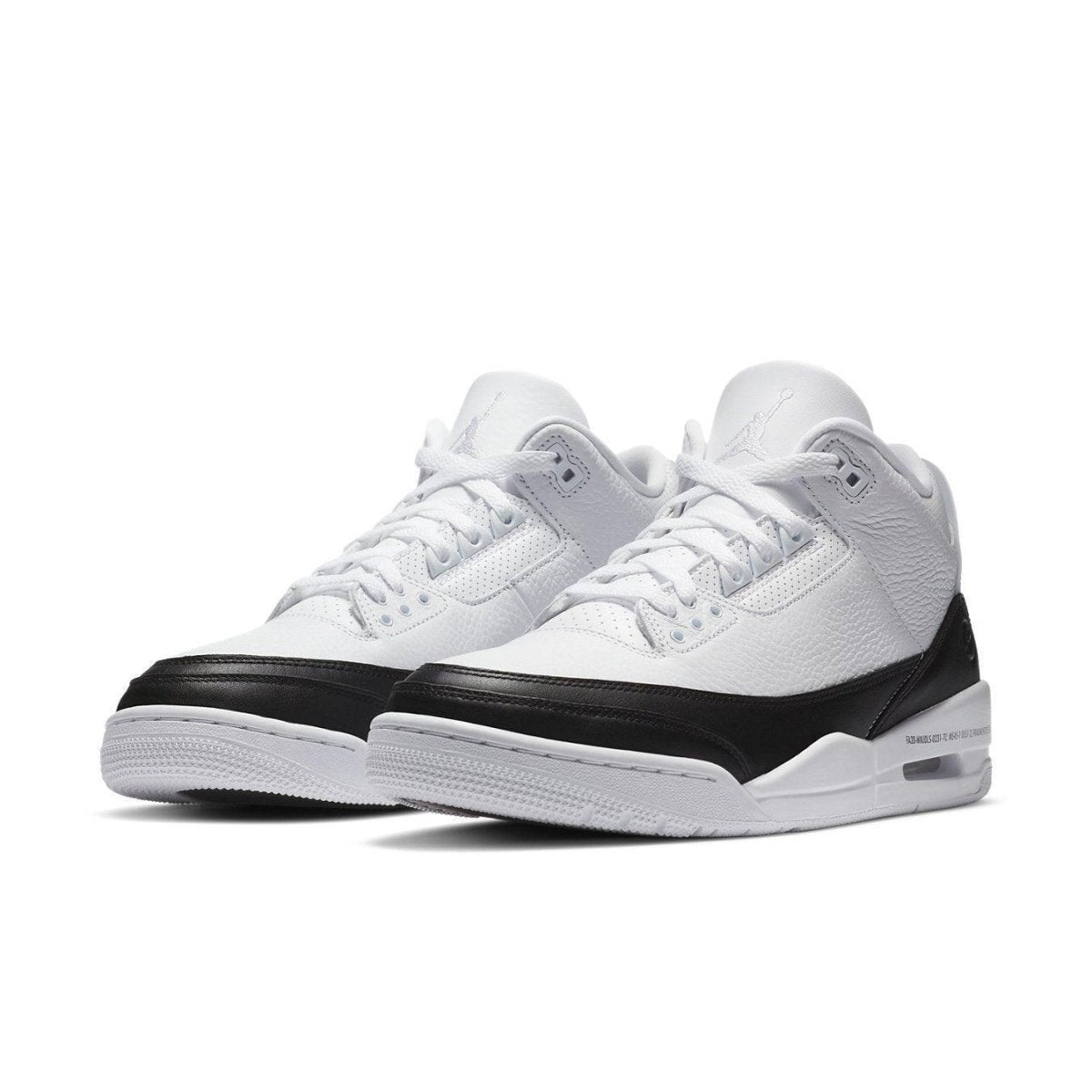 Jordan 3 Retro Fragment sneakers in black and white, showcasing collaboration design and classic silhouette.