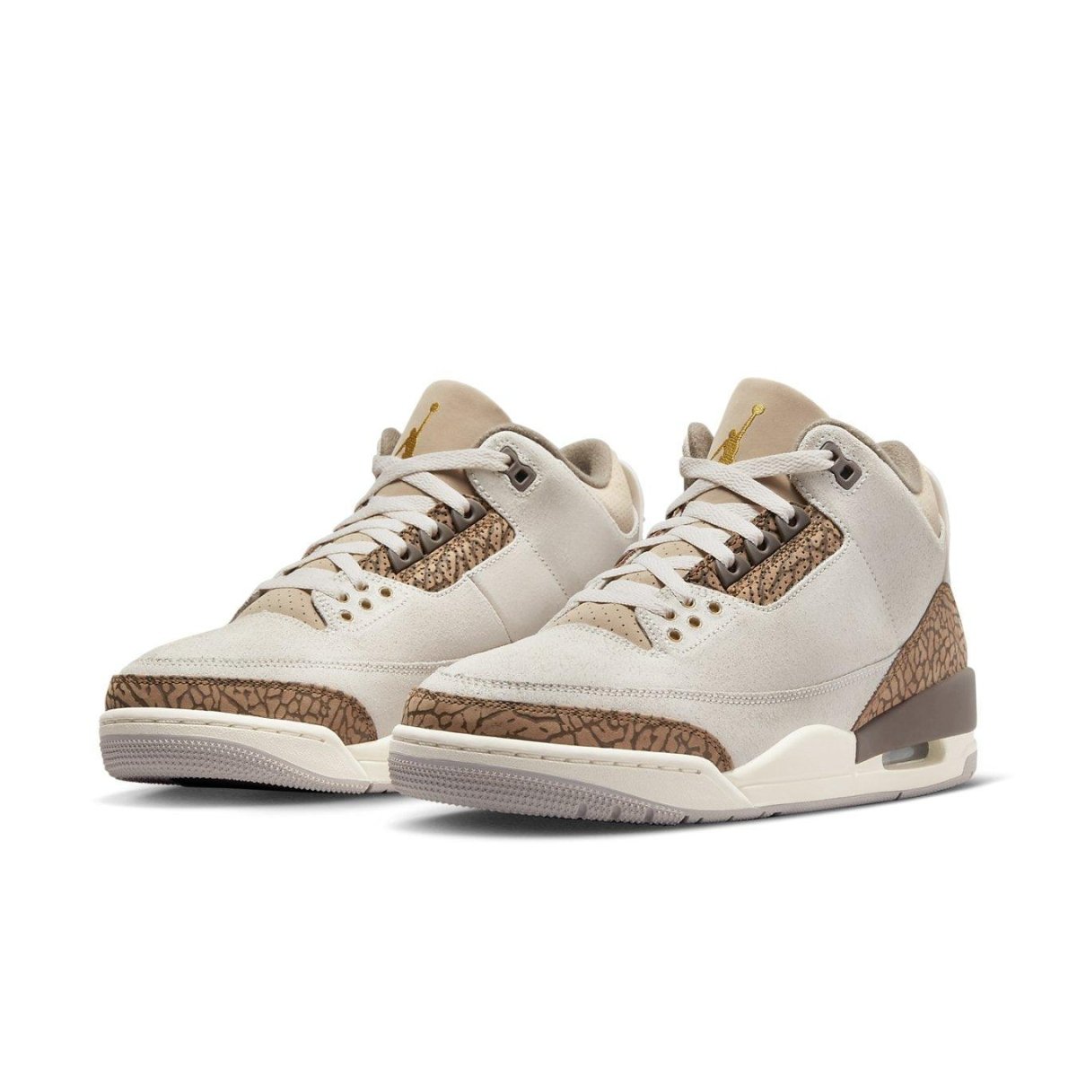 Air Jordan 3 Retro Palomino featuring earthy tones, suede and elephant print overlays.