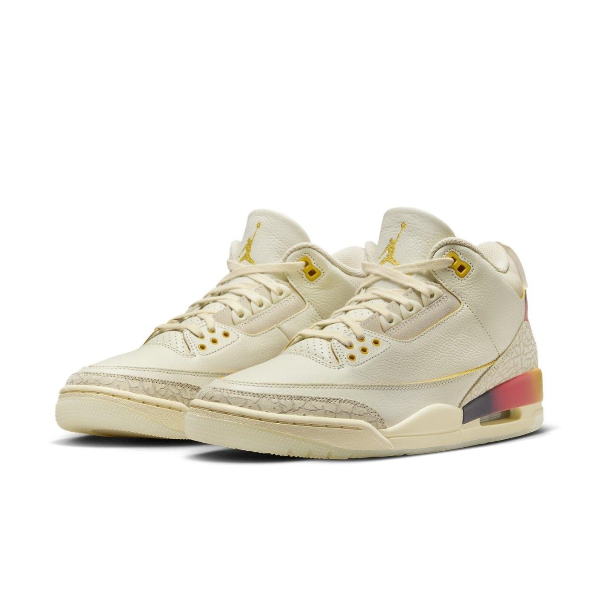 Air Jordan 3 Retro SP J Balvin Medellín Sunset in ivory and tropical hues, featuring elephant print overlays.