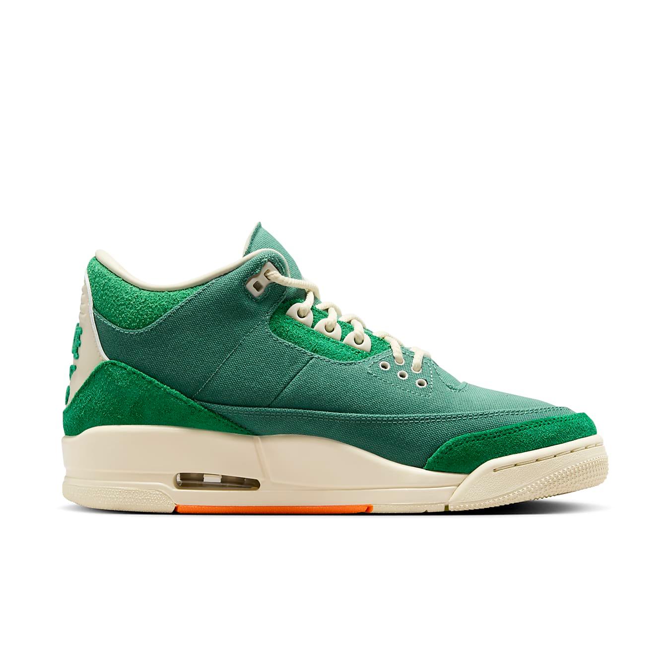 Nina Chanel Abney x Air Jordan 3 Retro SP 'Bicoastal' women's sneaker in green with cream and orange accents.