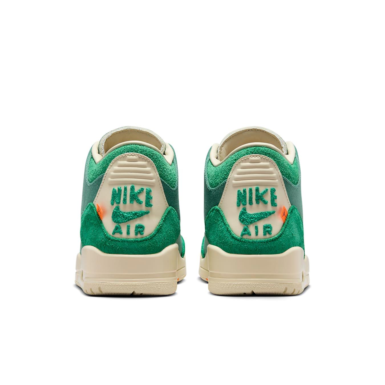 Nike Air sneakers featuring bold green colorway and contrasting 'Nike Air' branding on the heel supports.
