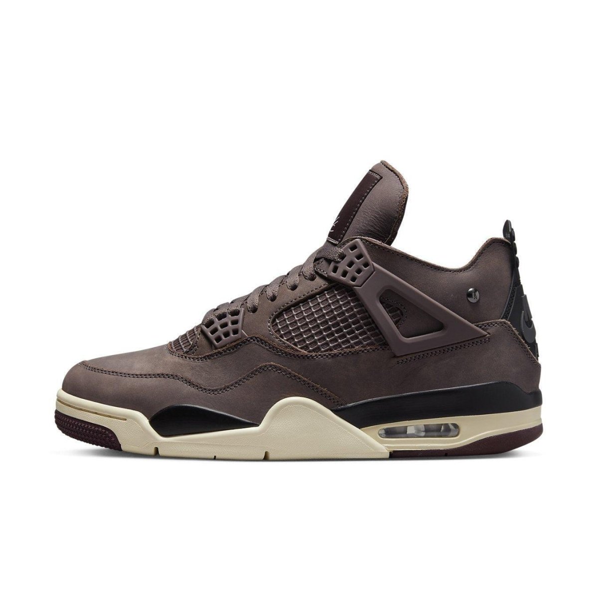 Air Jordan 4 Retro A Ma Maniére in Violet Ore featuring a soft nubuck upper and decorative chrome rivet detail.
