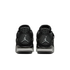 Air Jordan 4 Retro Black Canvas GS sneakers rear view with iconic Jumpman logo.