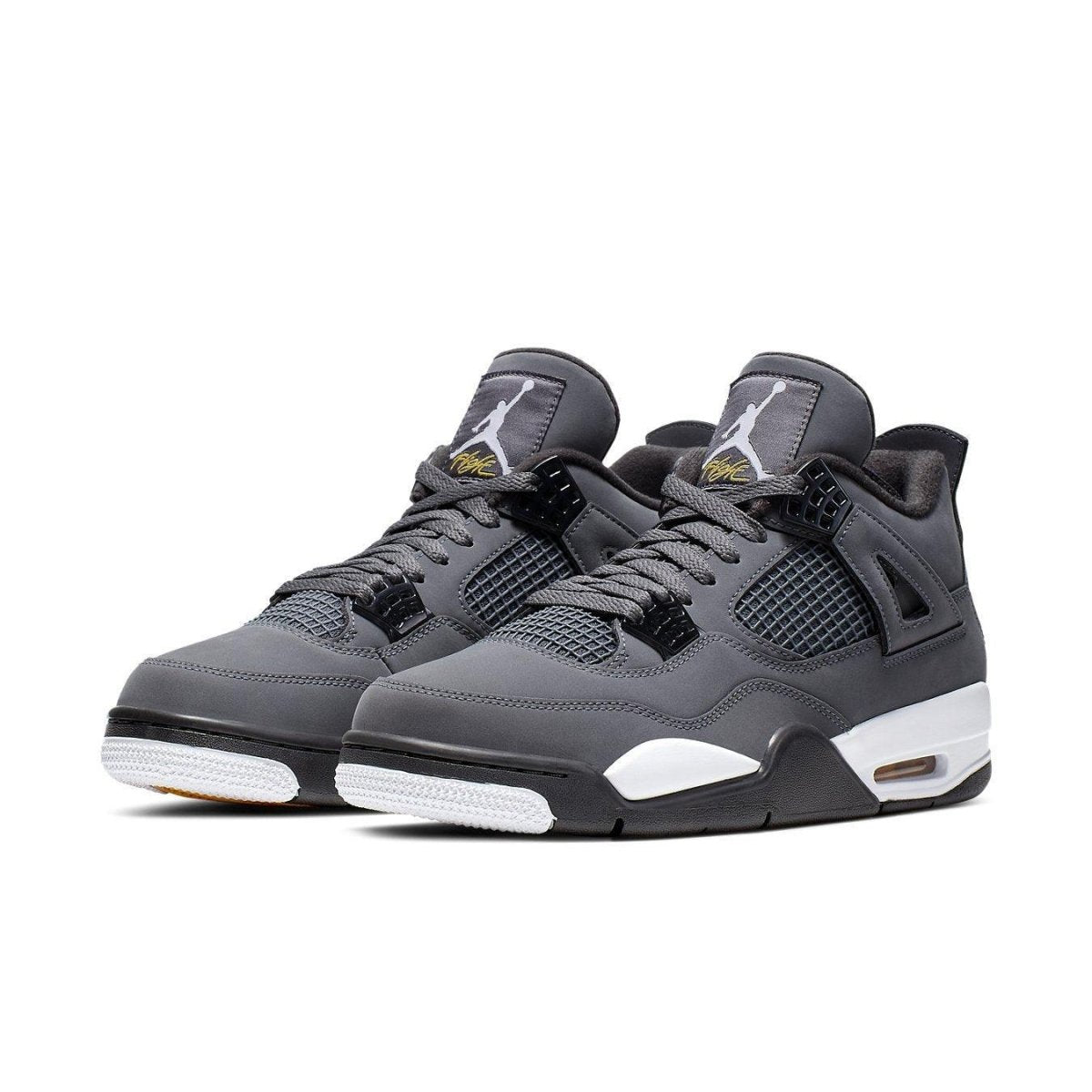 Air Jordan 4 Retro Cool Grey sneakers showcasing nubuck upper, white midsole, and black accents.