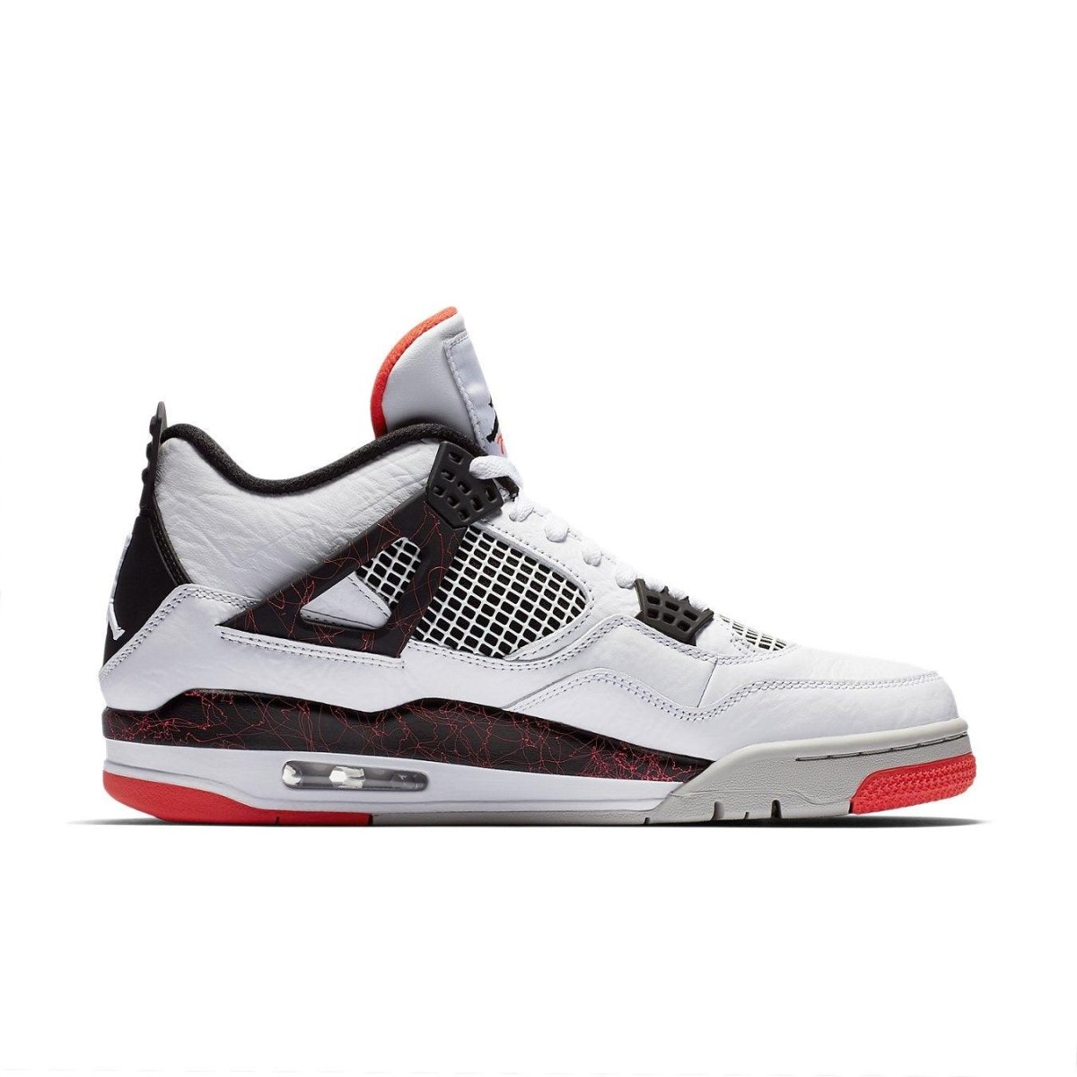 Air Jordan 4 Retro Flight Nostalgia sneaker in white, black, and red with distinctive design and detailing.