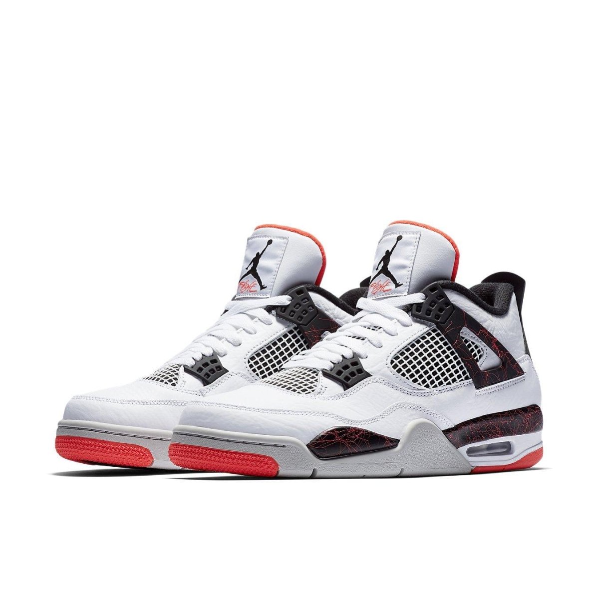 Jordan 4 Retro Flight Nostalgia sneaker featuring white, red, and black design with iconic Jumpman logo.