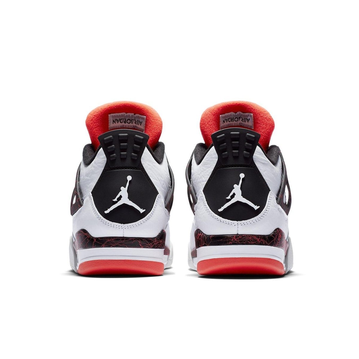 Back view of Air Jordan 4 Retro Flight Nostalgia sneakers featuring iconic Jumpman logo and striking color accents.