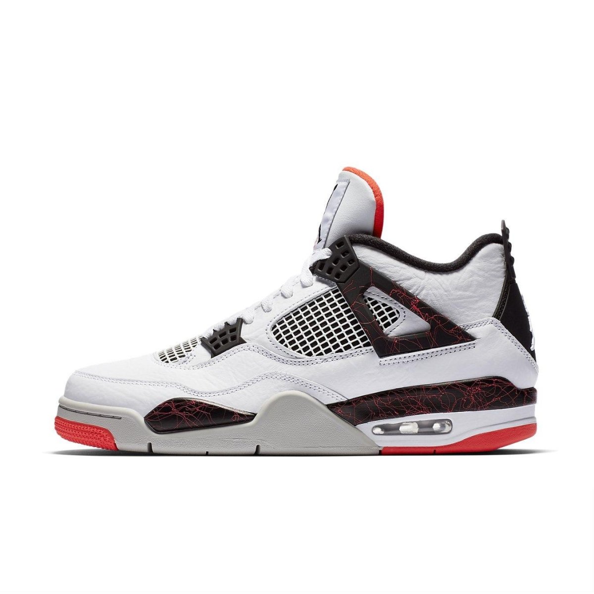 Air Jordan 4 Retro Flight Nostalgia in white and Bright Crimson, featuring distinctive design and iconic branding.