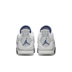 Air Jordan 4 Retro Midnight Navy GS rear view with white leather, navy accents, and Jumpman logo.