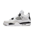 Jordan 4 Retro Military Black sneakers featuring smooth leather and mesh design for ventilation.