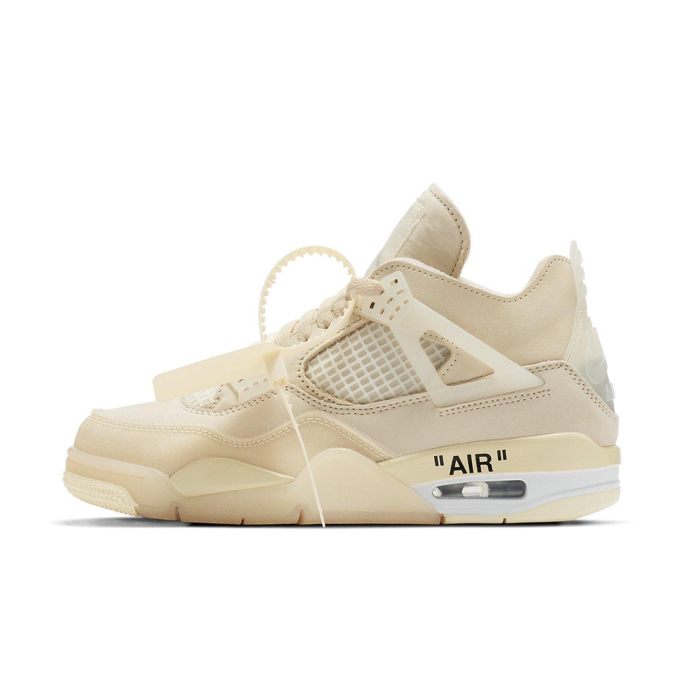 Air Jordan 4 Retro Off-White Sail Women's Sneakers in off-white leather with translucent detailing and 'AIR' branding.