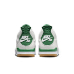 Rear view of Nike SB x Air Jordan 4 Retro 'Pine Green' sneakers showcasing green accents and SB branding.