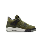 Jordan 4 Retro SE Craft Medium Olive sneaker in multicolor nubuck and suede with black details.