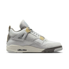 Air Jordan 4 Retro SE Craft Photon Dust in light grey suede with distinctive design features.