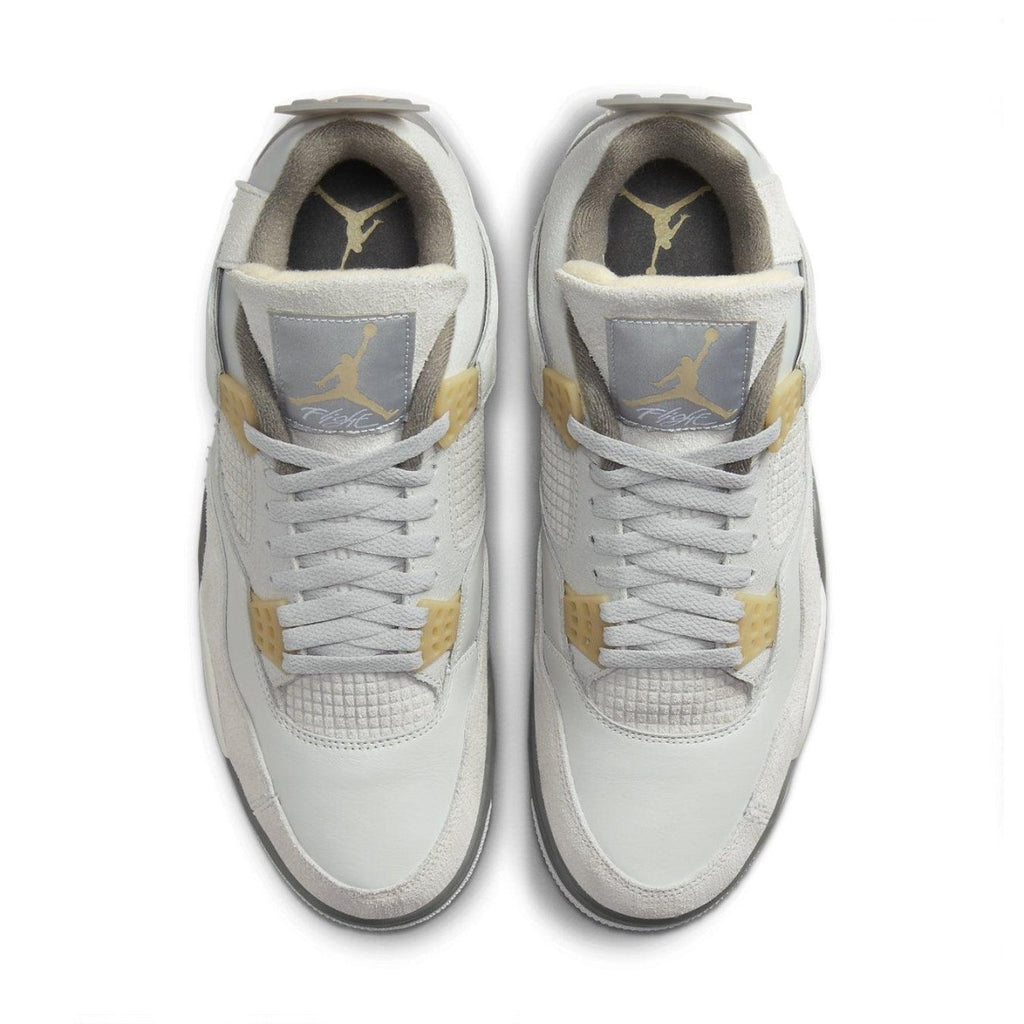 Air Jordan 4 Retro SE Craft Photon Dust top view with light grey leather and suede detailing.