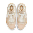 Air Jordan 4 Retro Shimmer Women's sneakers in peach tones with mesh panels and iconic logo.