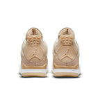 Back view of Jordan 4 Retro Shimmer women's sneakers showcasing elegant design and iconic Air Jordan logo.