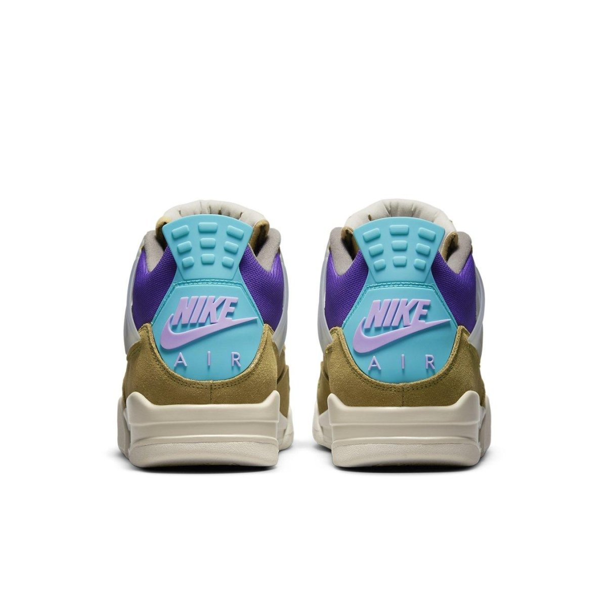 Nike Air Jordan 4 Retro SP 30th Anniversary Union Desert Moss rear view with vibrant colors and distinctive branding.