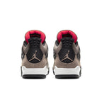 Air Jordan 4 Retro Taupe Haze sneakers showcasing a stylish rear view with taupe and black accents.
