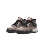 Air Jordan 4 Retro 'Taupe Haze' in taupe and black, featuring unique suede upper and mesh details.