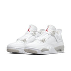 Air Jordan 4 Retro White Oreo 2021 in white leather with cement accents and red Jumpman logo.