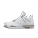 Air Jordan 4 Retro White Oreo (2021) featuring white leather upper and cement-inspired detailing.