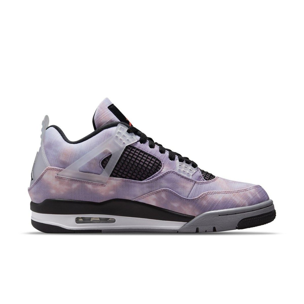 Air Jordan 4 Retro Zen Master sneaker featuring a unique pink, purple, and blue tie-dye design.