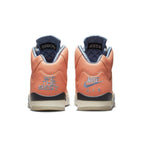 DJ Khaled x Air Jordan 5 Retro 'Crimson Bliss' sneaker back view with 'We The Best' and Nike Air logos.