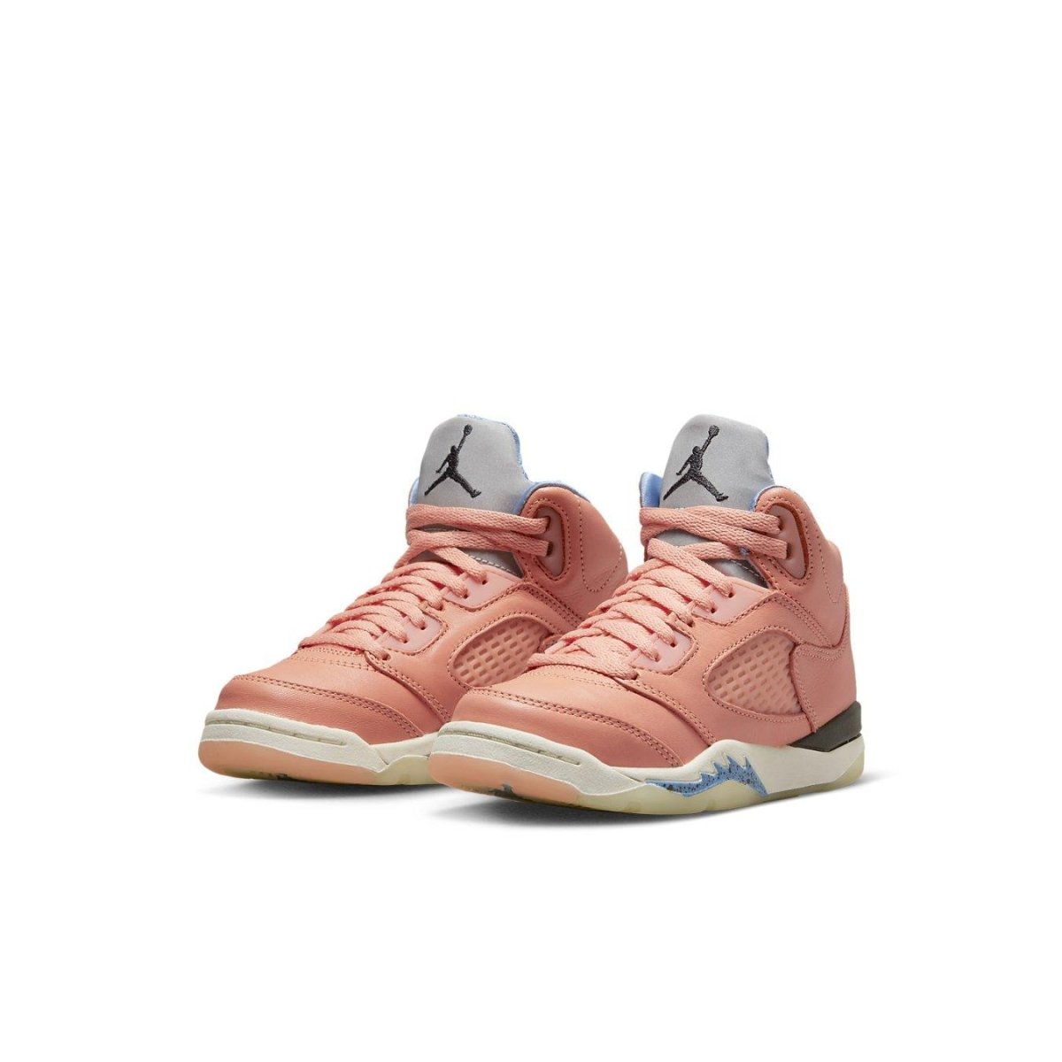Jordan 5 Retro DJ Khaled We The Best Crimson Bliss sneakers for kids in premium leather.
