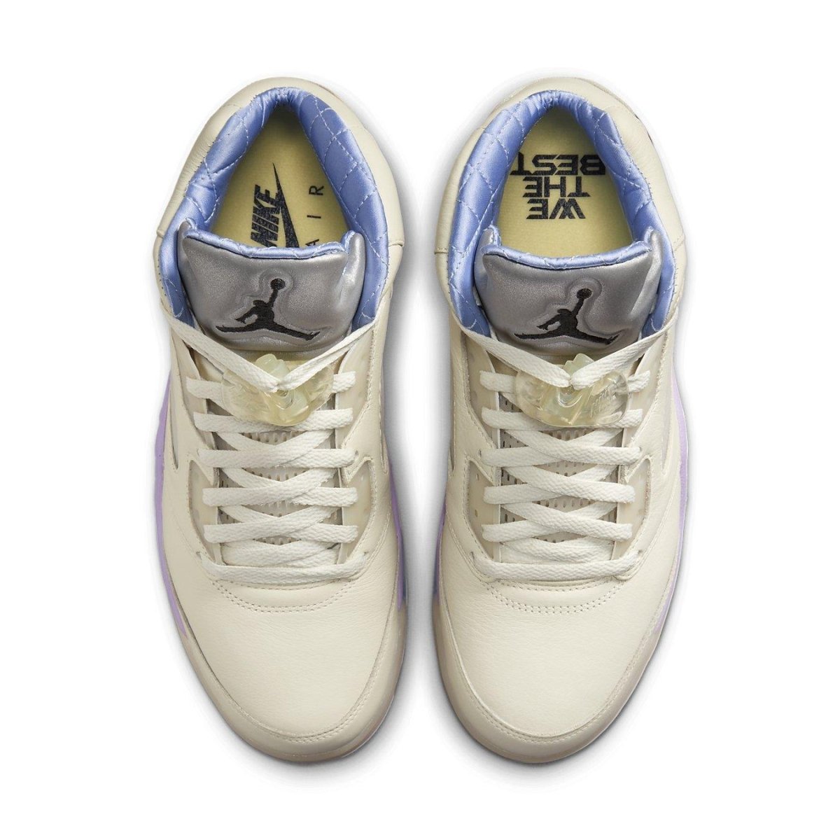 Jordan 5 Retro DJ Khaled We The Best Sail sneaker featuring a cream leather upper and pastel accents.