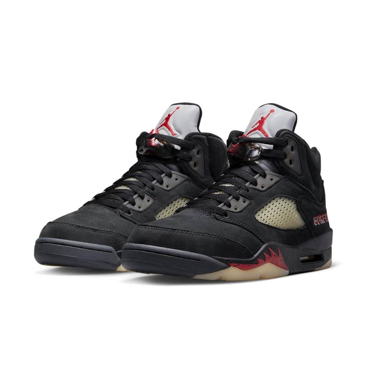 Jordan 5 Retro Gore-Tex Off-Noir women's sneakers featuring durable black nubuck upper and Gore-Tex protection.
