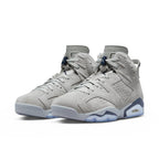 Air Jordan 6 Retro Georgetown (2022) in grey suede with navy accents and perforated detailing.